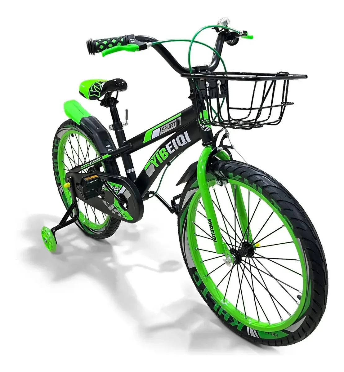 Bicicletas infantis para meninos e meninas Rin 16, 18 e 20, mesmo preço, cor preto/verde, moldura, tamanho 20
