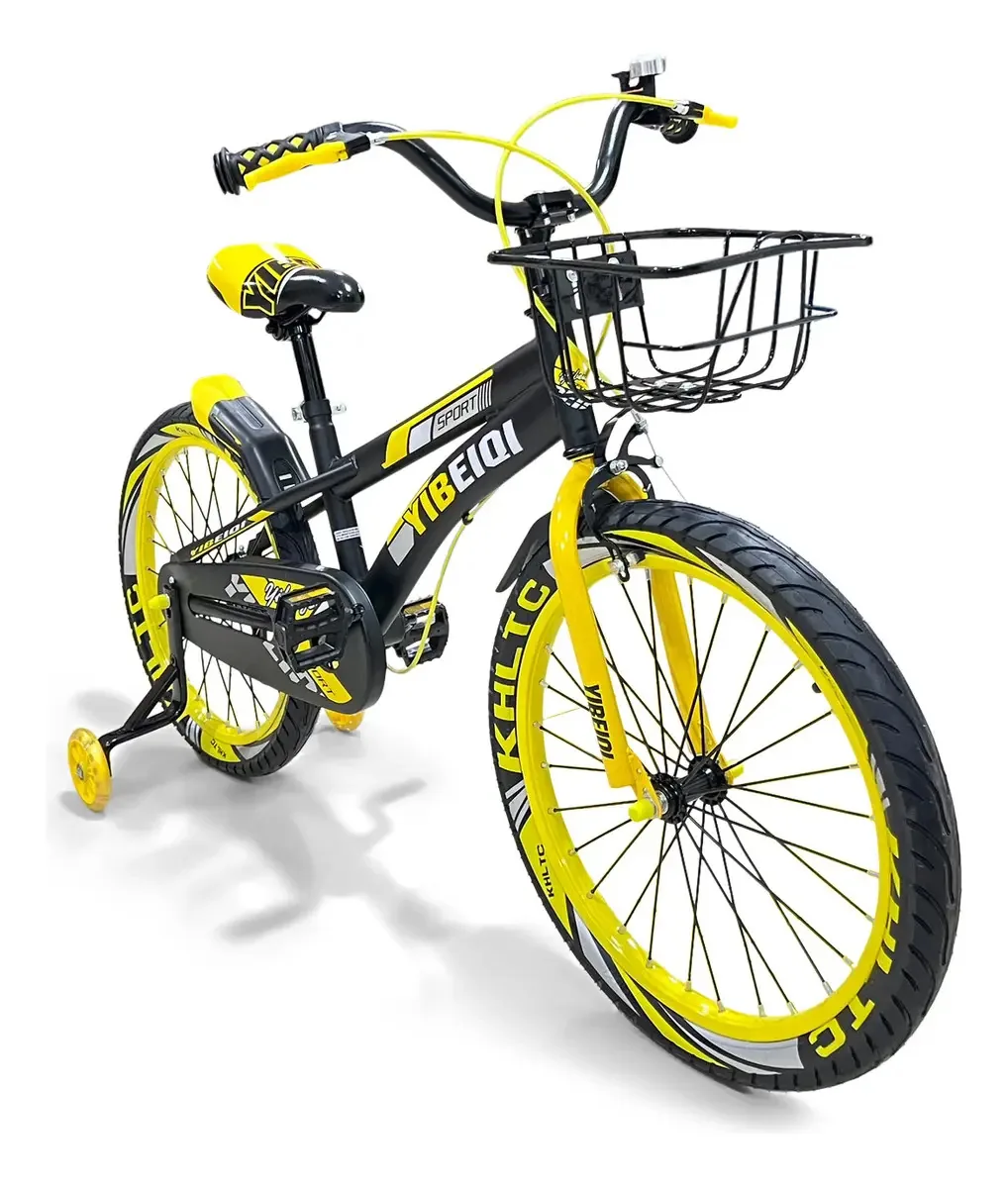 Bicicletas infantis para meninos e meninas Rin 16, 18 e 20, mesmo preço, cor: preto/amarelo, moldura, tamanho 16