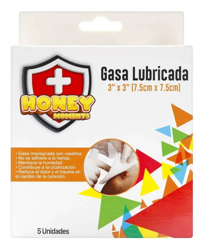 Gaze Lubrificada Honey Moments 7.5 X 7.5cm 5 Envelopes