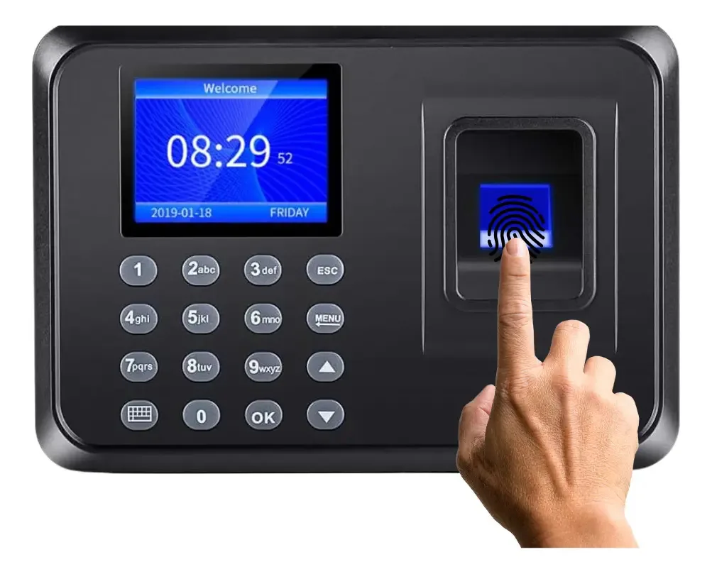Controle de acesso biométrico e rastreamento de tempo por impressão digital, cor preta