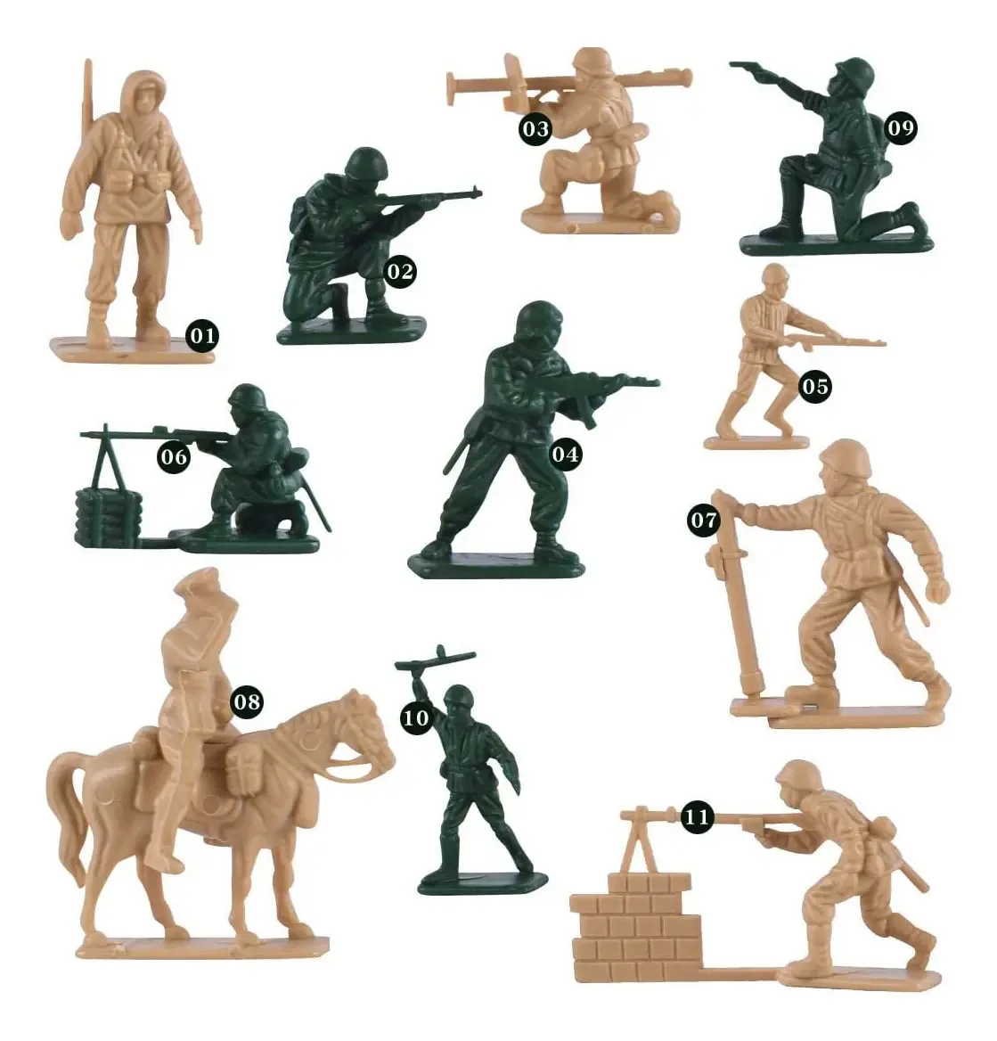 Figuras de soldado com postura Lynkaye 96 com mapa. Cor Marrom