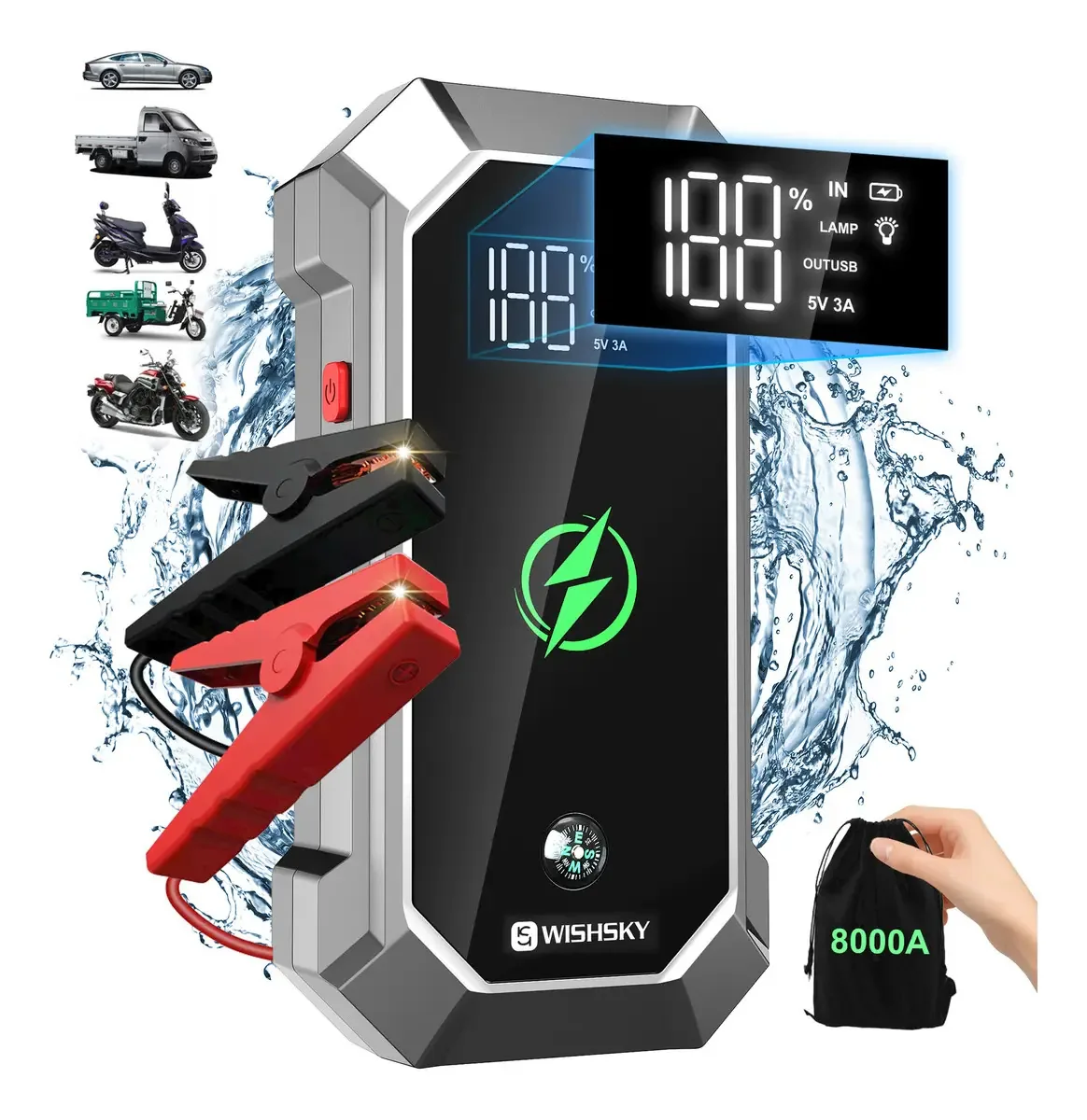 Carregador de bateria automotiva Car Starter 8000a Battery Starter 12v Jump Starter Bateria portátil para motocicleta Carregador de bateria de carro Baterias de motocicleta