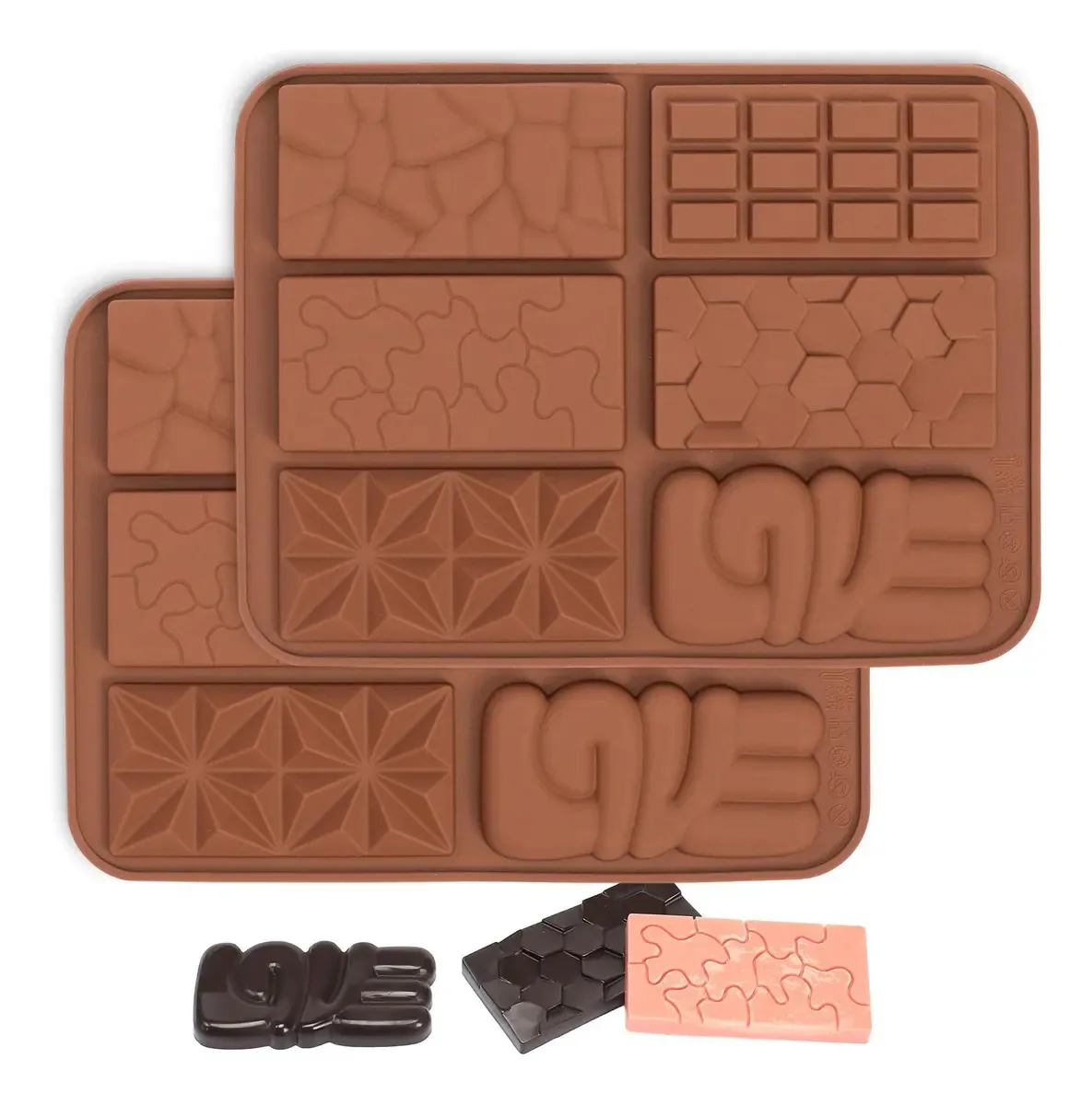 Moldes de barra de chocolate de silicone Zthapwa com 6 formas