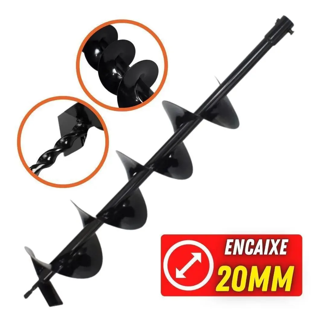 Broca 80x15 Perfurador De Solo Com Encaixe 20mm + Pino Trava