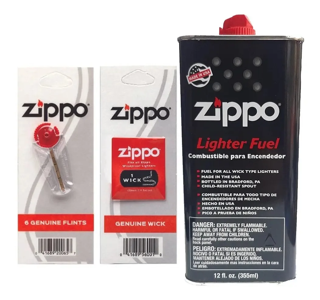 Fluido de Isqueiro Pedra e Pavio para Isqueiros Zippo 355ml