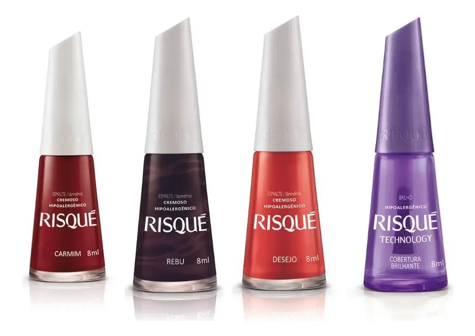Conjunto de Esmaltes Risque + Cobertura Brilhante