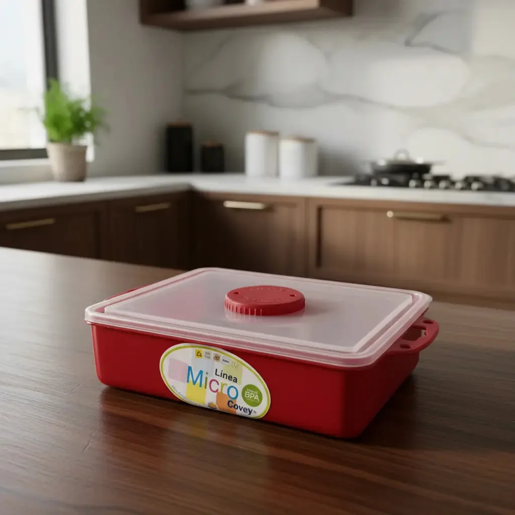 Recipiente para micro-ondas e congelador Taper Covey de 1 litro, cor vermelha