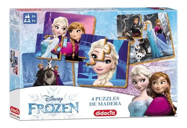4 quebra-cabeças de madeira Frozen