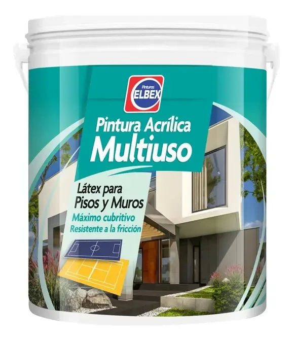 Tinta acrílica multiuso Elbex X 1lt. Para pisos e paredes com acabamento em vermelho mate