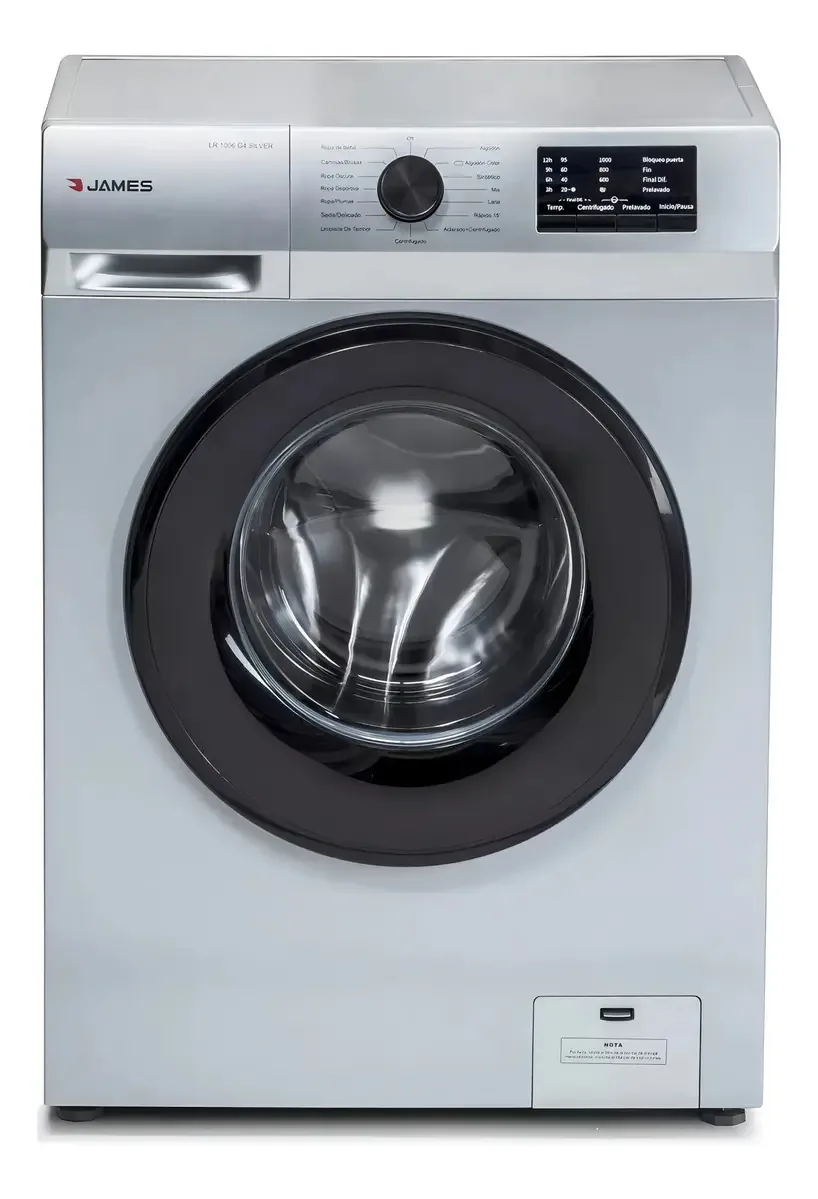 Lavarropas James Lr1006 Silver 6 Kg 15 Programas Ehogar Color Plateado