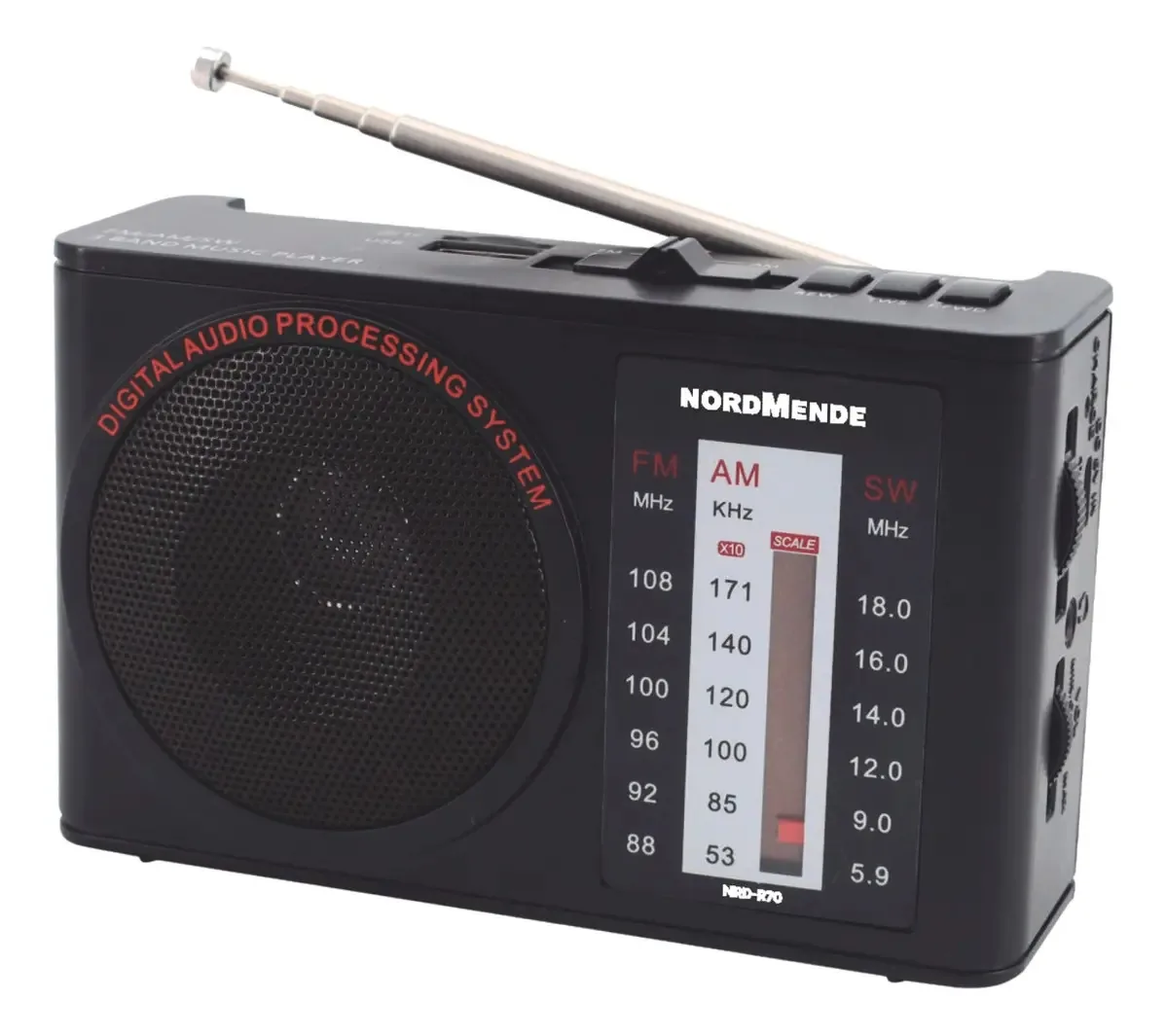 Rádio Nordmende Am Fm alimentado por bateria preta