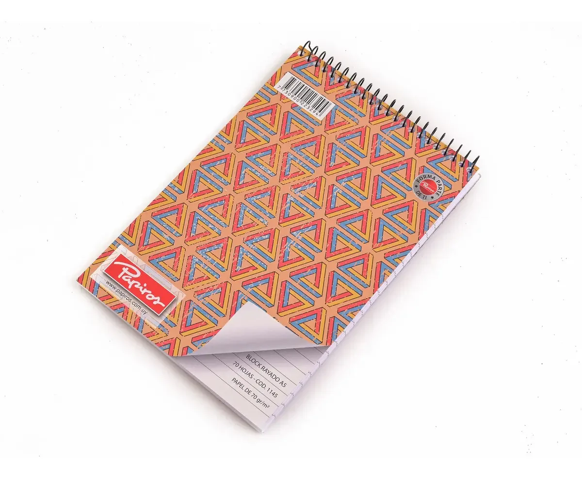 Bloco A5 Pautado Espiral Papiros - Goldin Papelaria