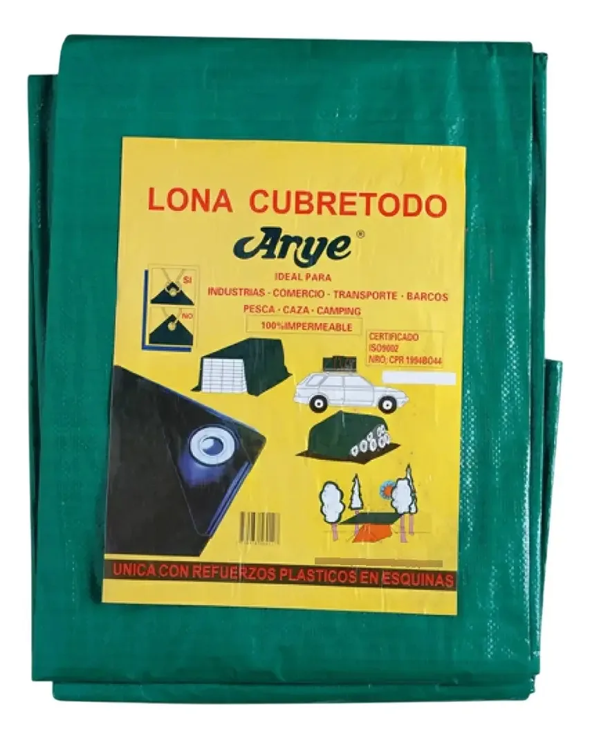 Tela impermeável reforçada retangular 3x5 cor verde
