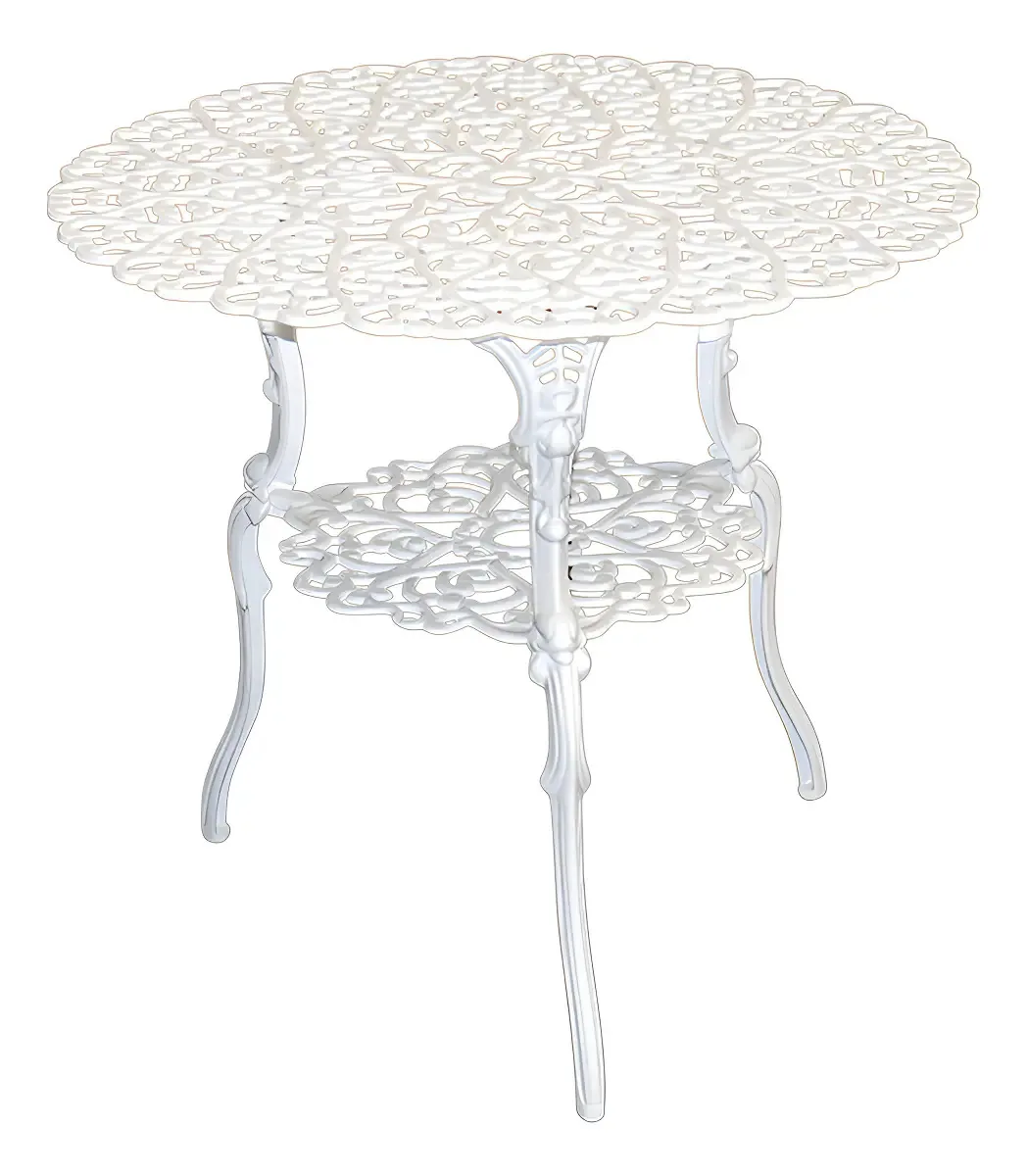 Mesa Alumínio Fundido Viena 80cm Para Jardim Piscina Varanda Cor Branco