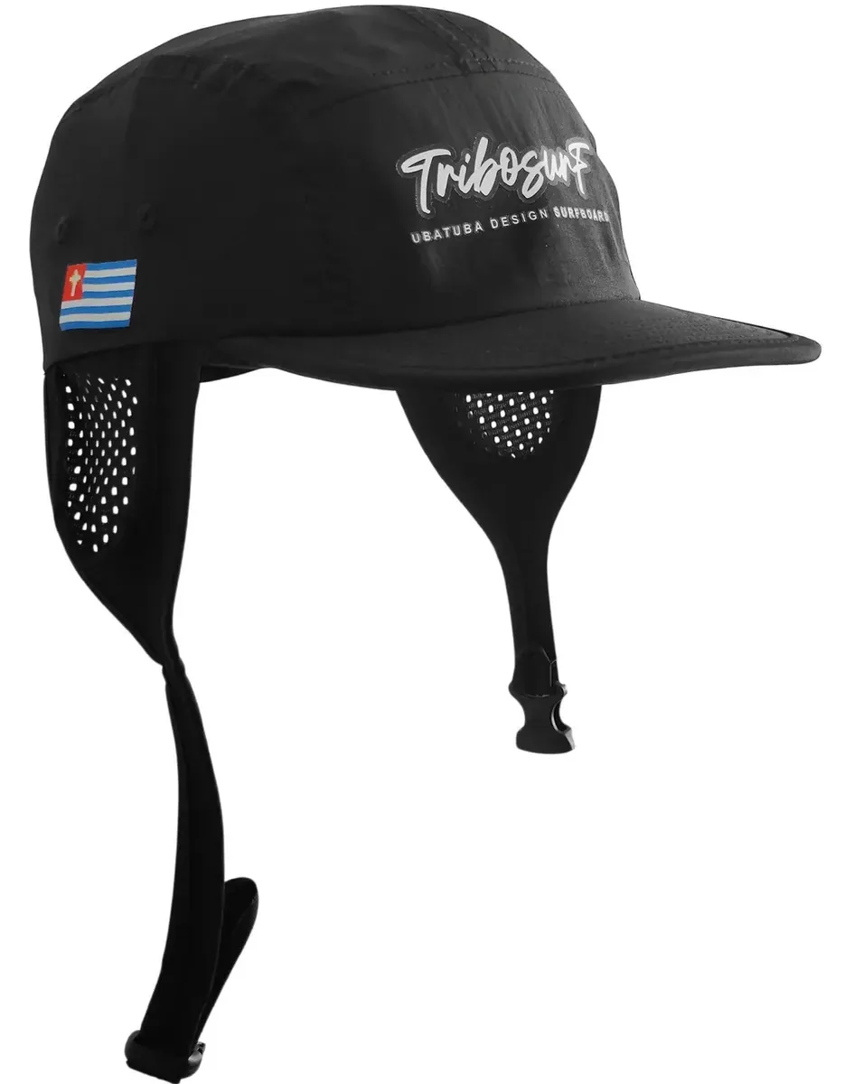 Boné Para Surfar Remar Kitesurf Velejar Flutuante Maleável Cor Preto Tamanho Un