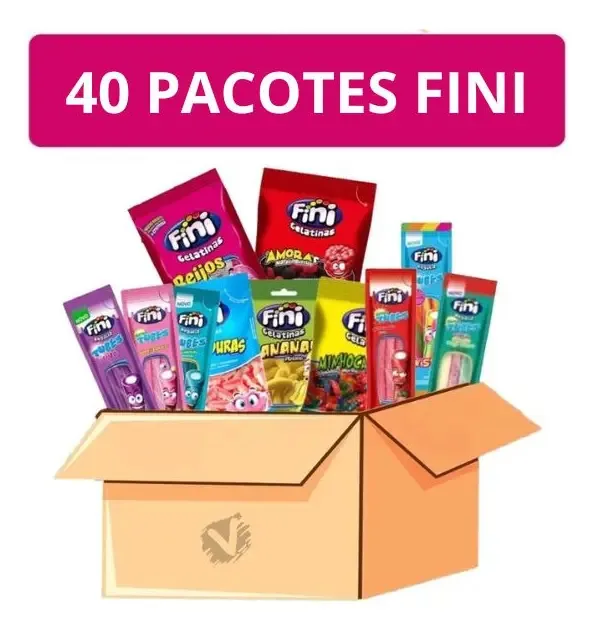 Kit 40 Guloseimas Fini Sabores Variados Bala De Gelatina 15g