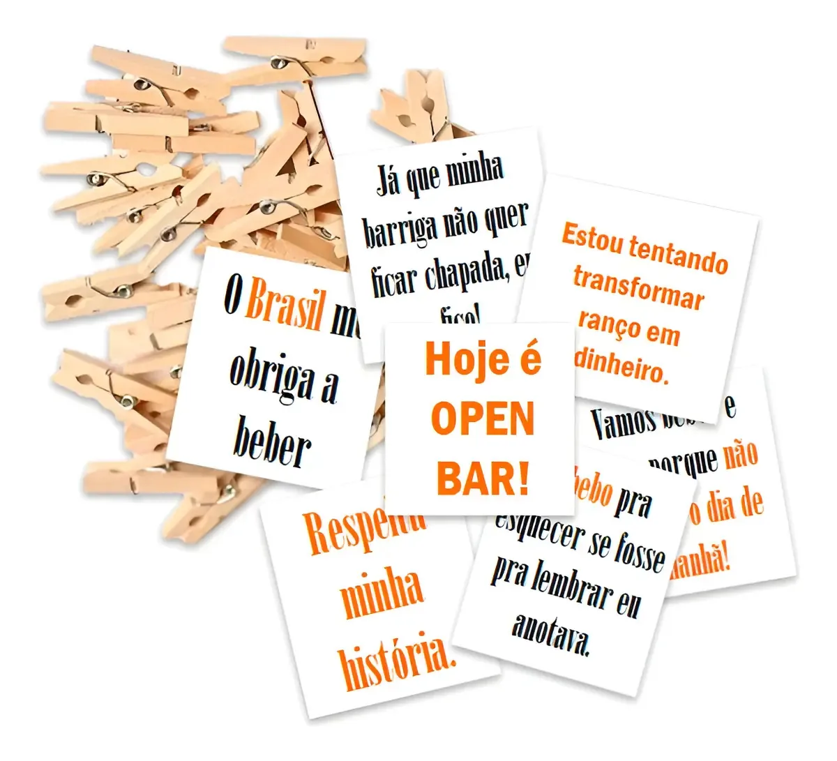 Tags Criativas para Drinks Com Frases Divertidas em Offset (50 Unidades)