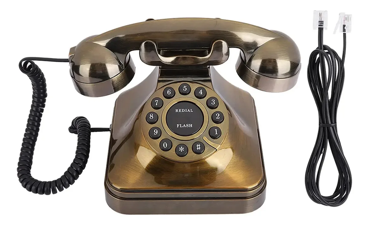 Telefone de bronze antigo Zerone Wx 3011, redução de ruído, mesa telefônica fixa vintage Royal Victoria, telefone para escritório doméstico, fone de ouvido com discagem giratória, mesa giratória,...