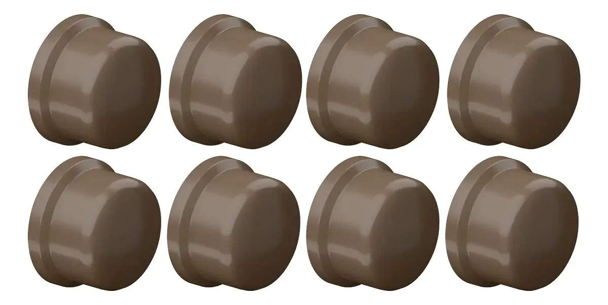Kit 8 Caps Tampão 25mm PVC Marrom Soldável Krona/Fortlev para Encanamento