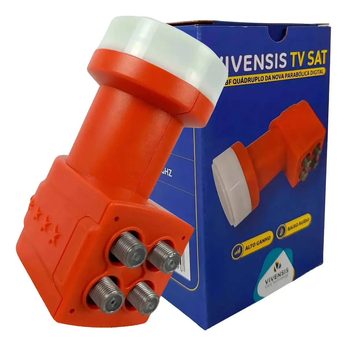 Lnb Quadruplo Universal Banda Ku Lnbf 4 Saídas Vivensis Alto Ganho Profissional Para Satélite