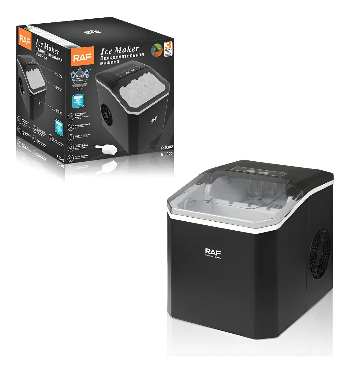Máquina automática de fazer gelo preto limpo Raf R.0302
