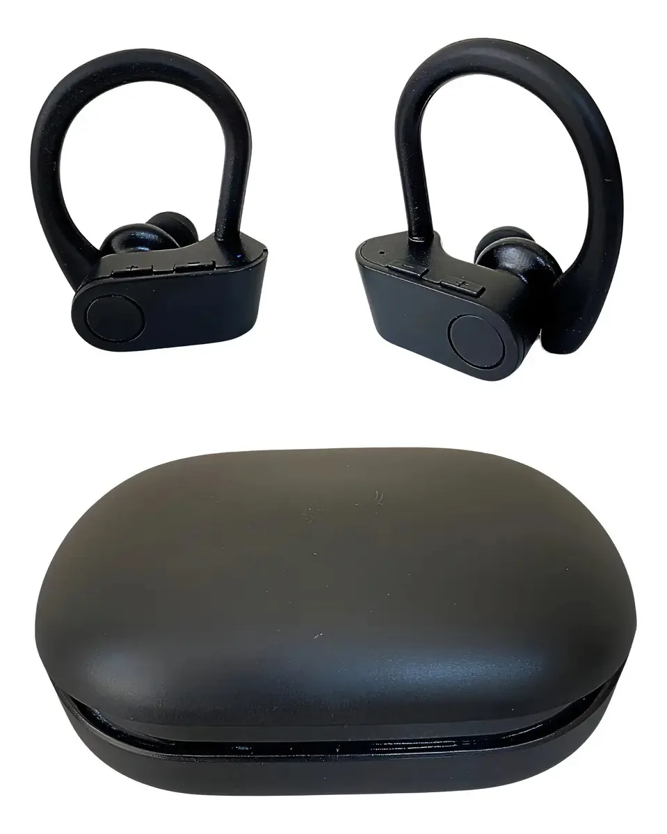 Fone Ouvido Bluetooth Anti Queda Recarregavel Esporte Cor Preto