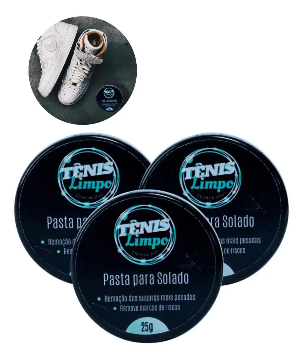 Kit 3 Pastas Limpeza Solado Tênis Sapato 25g