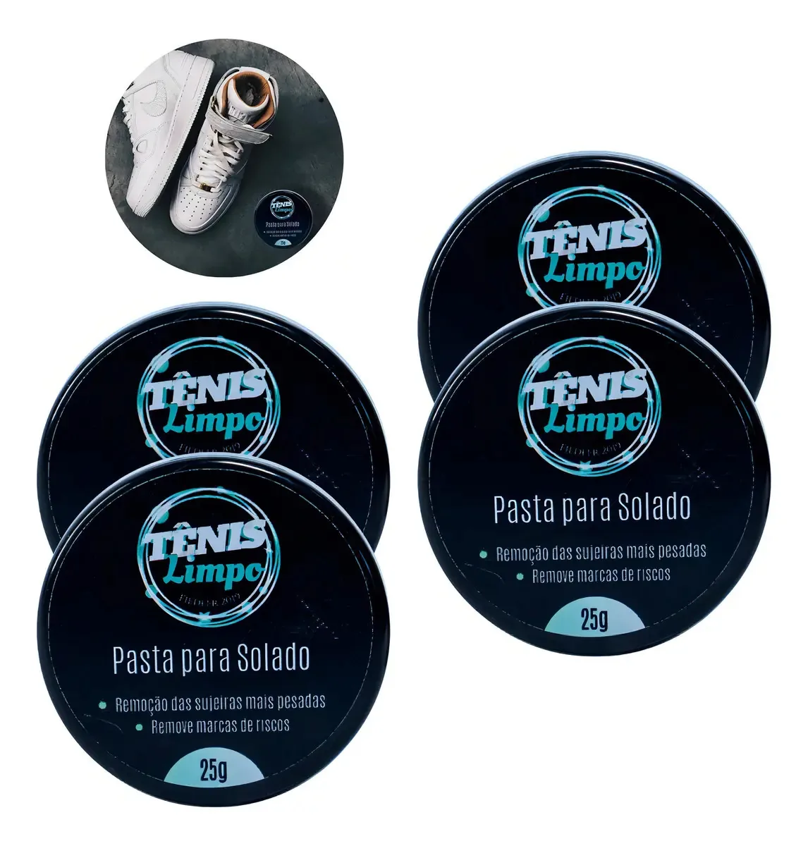 Kit 4 Pastas Limpeza Solado Sola Tênis 25g
