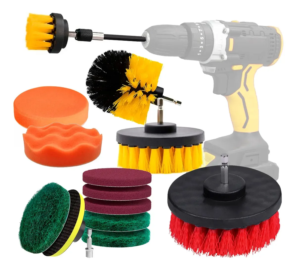 Kit Escova Limpeza Automotiva Para Parafusadeira 14 Peças