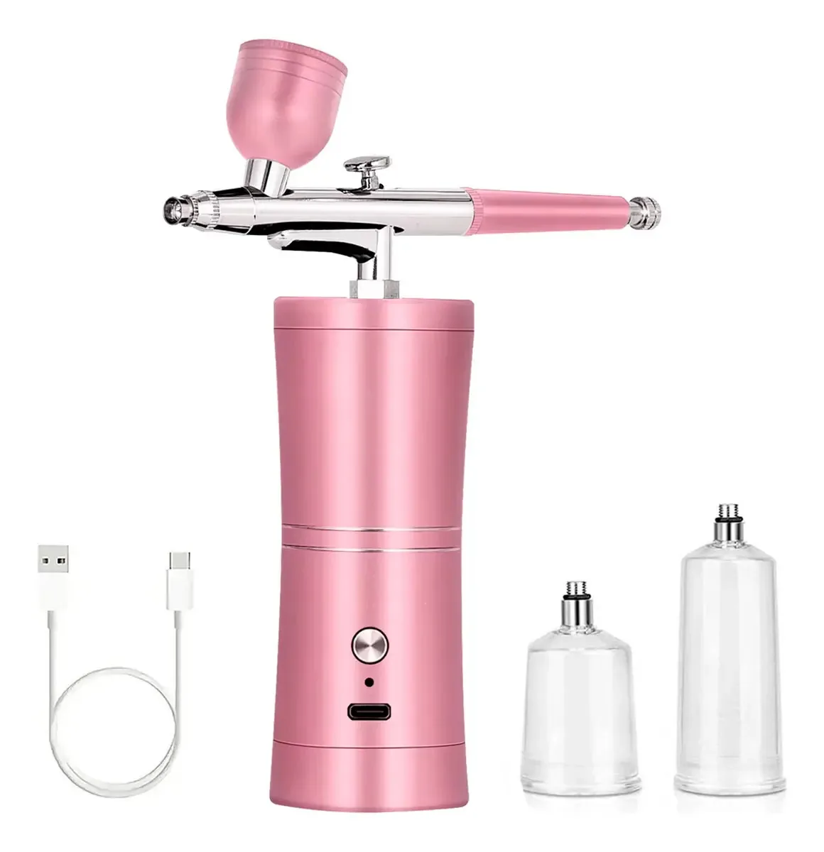 Aerógrafo Para Pintura Maquiagem Compressor Bateria Usb Rosa