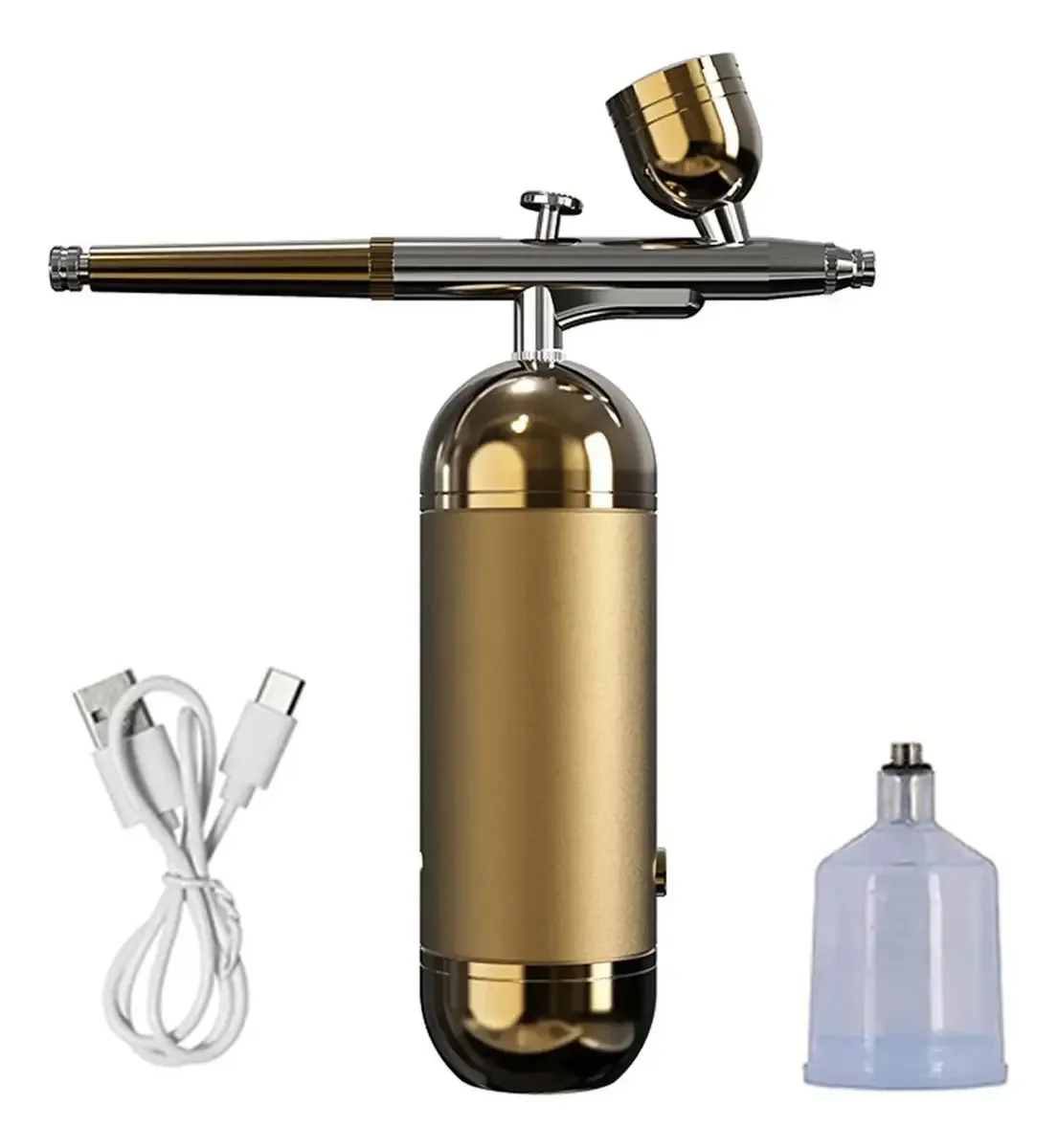 Aerógrafo A Bateria Pintura Compressor Pulverizador Dourado