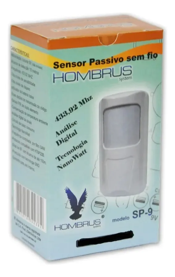 Kit de 3 Sensores Infravermelhos Sem Fio Hombrus SP-9 para Alarmes