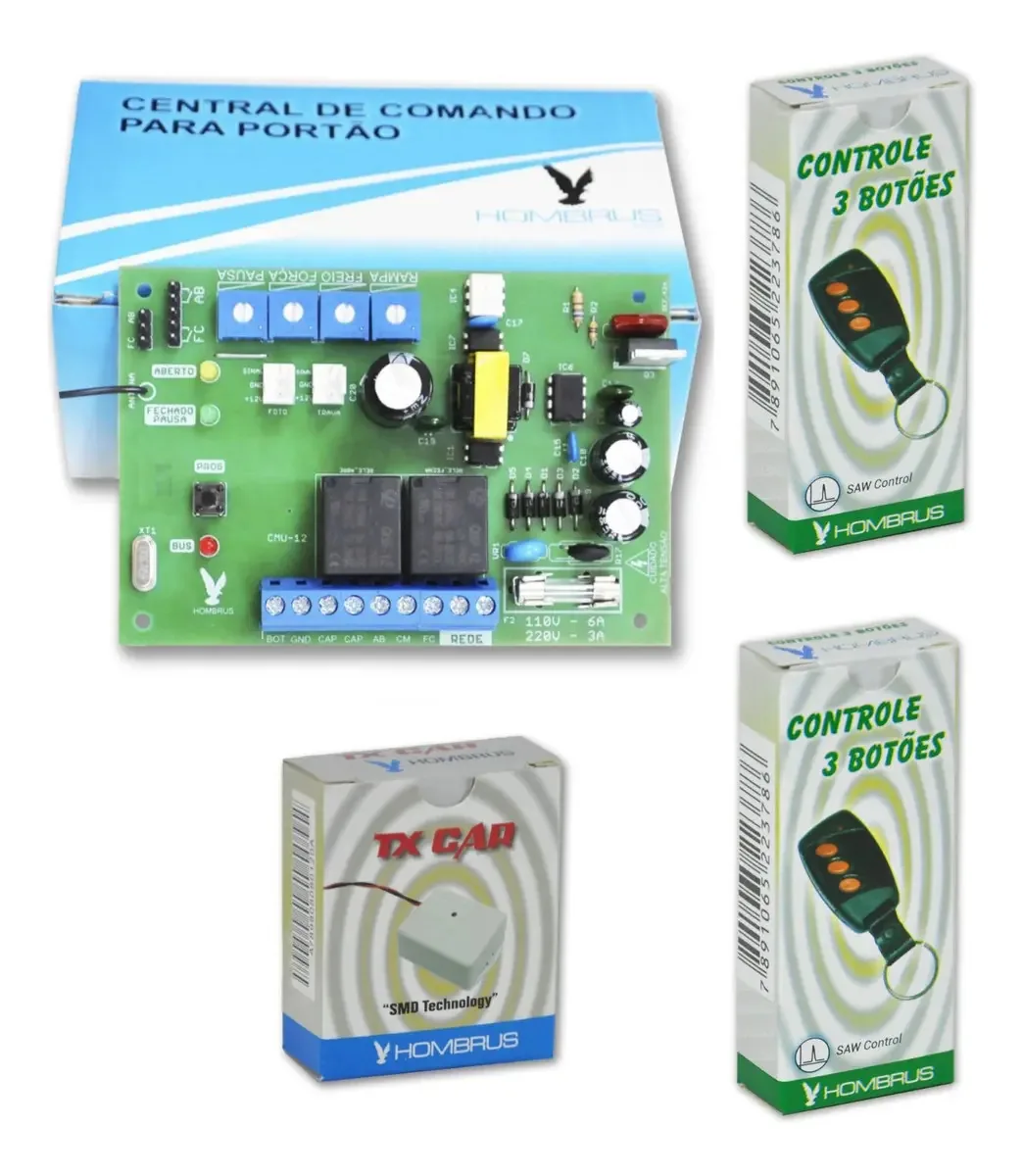 Placa Portão Garem Universal Com 2 Controles 1 Txcar Cmu-12