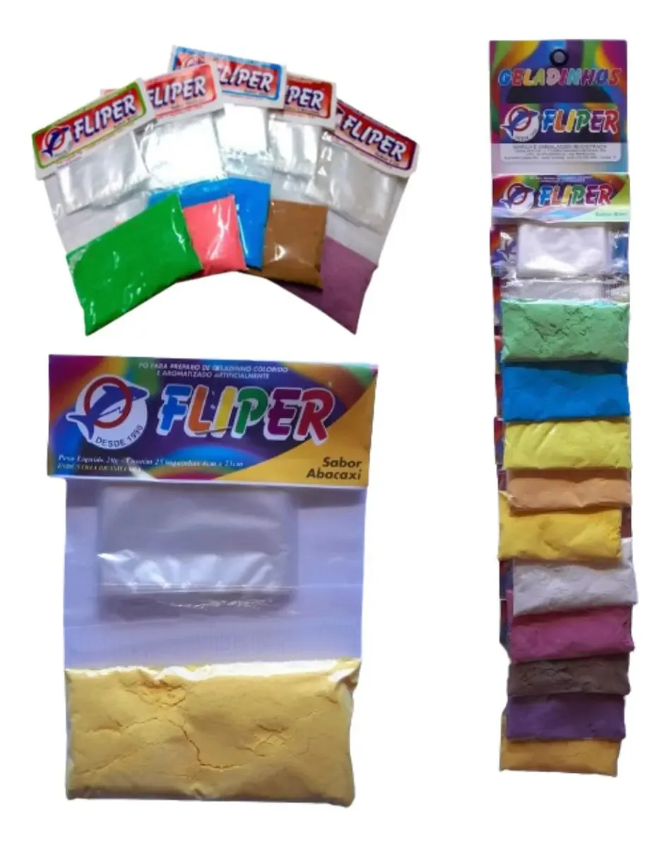 Pó Para Geladinho Cremoso Fliper 02 Cartelas Com 10 Sabores