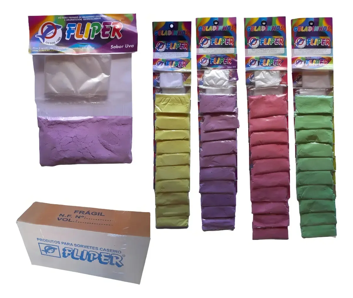 Geladinho Cremoso Fliper Caixa 20 Cartelas Atacado