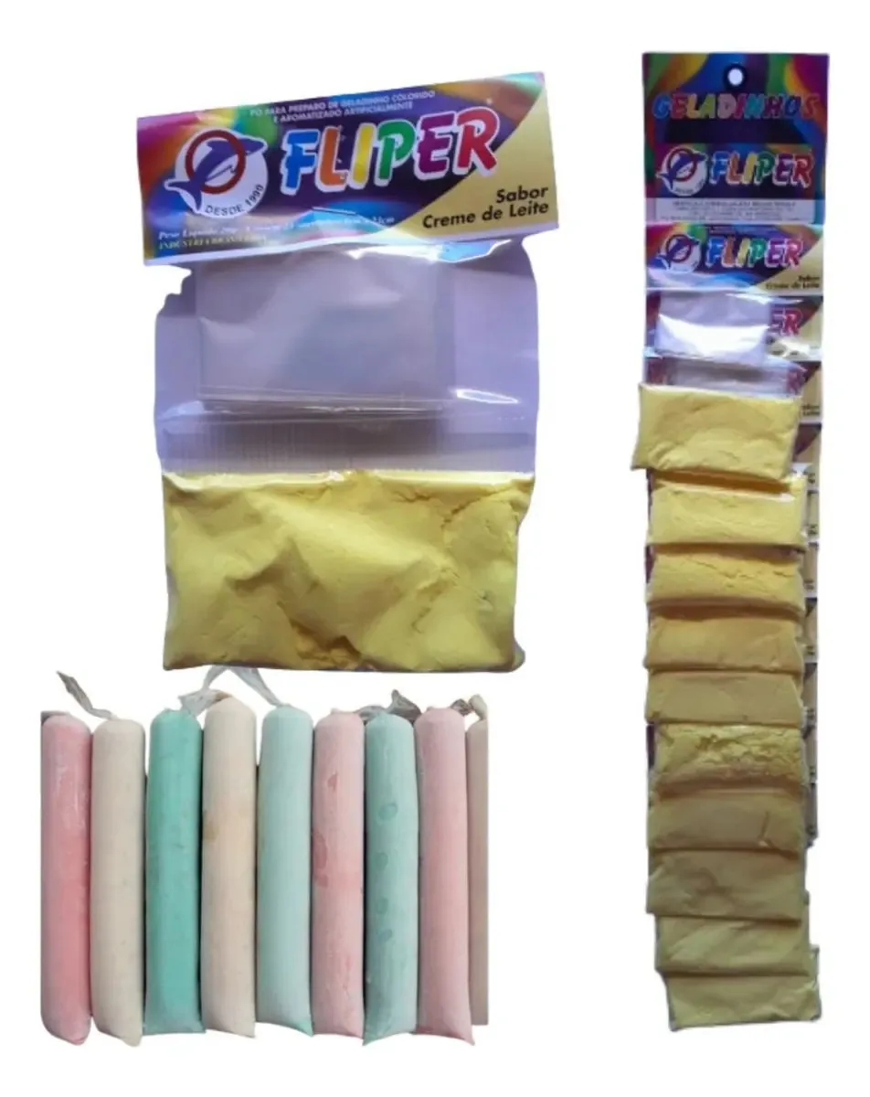 Kit Geladinho Fliper Cremoso 1 Cartela 10 Und Creme De Leite
