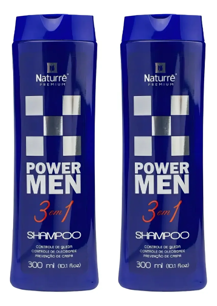 Kit Com 2 Shampoo Power Men Naturrê 300ml Força E Controle