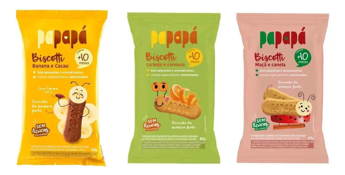 Kit 3 Biscoitos Infantil Papapá - Sabores Variados
