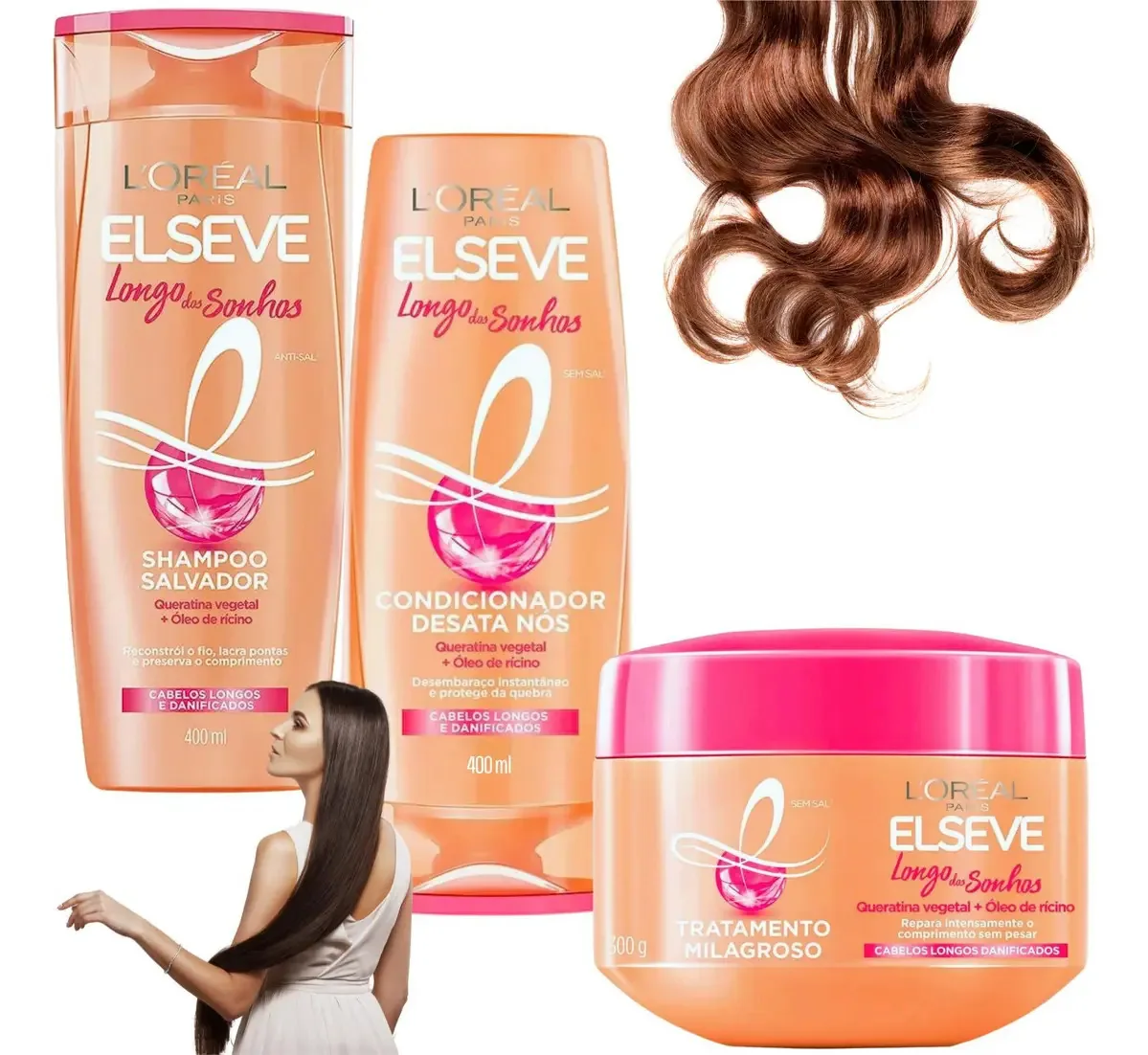 Kit Elseve Longo Dos Sonhos Tratamento Milagroso Mascara
