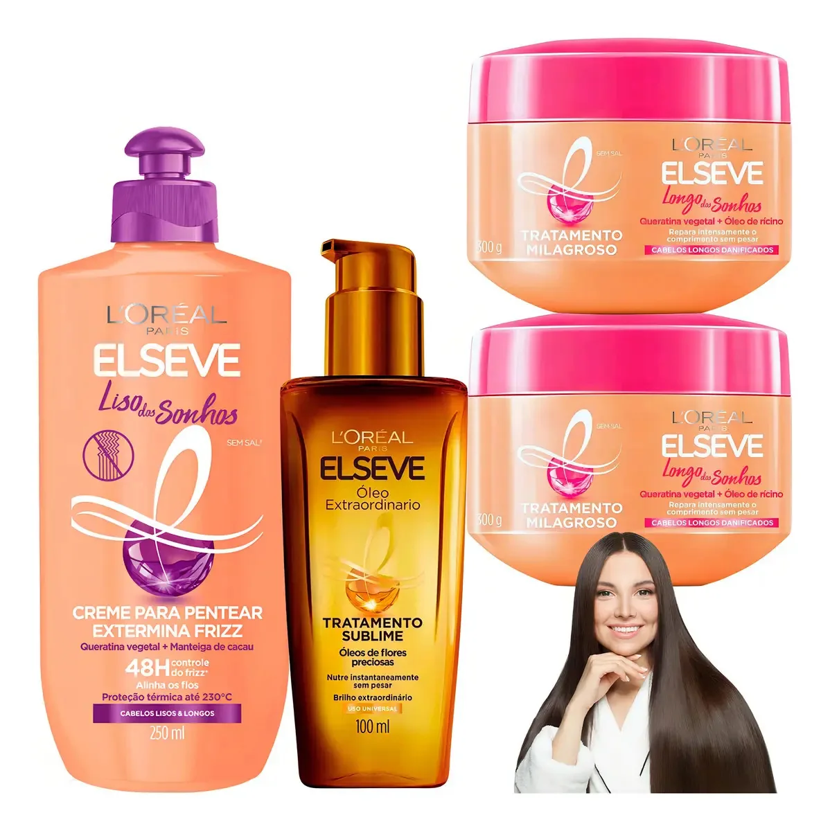 Kit Elseve Liso Dos Sonhos Extraordinario Tratamento Longos