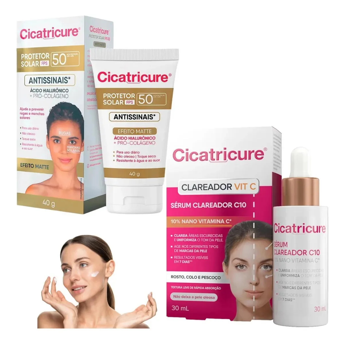 Kit Cicatricure Protetor Solar Fps50 Antissinais Antimarcas