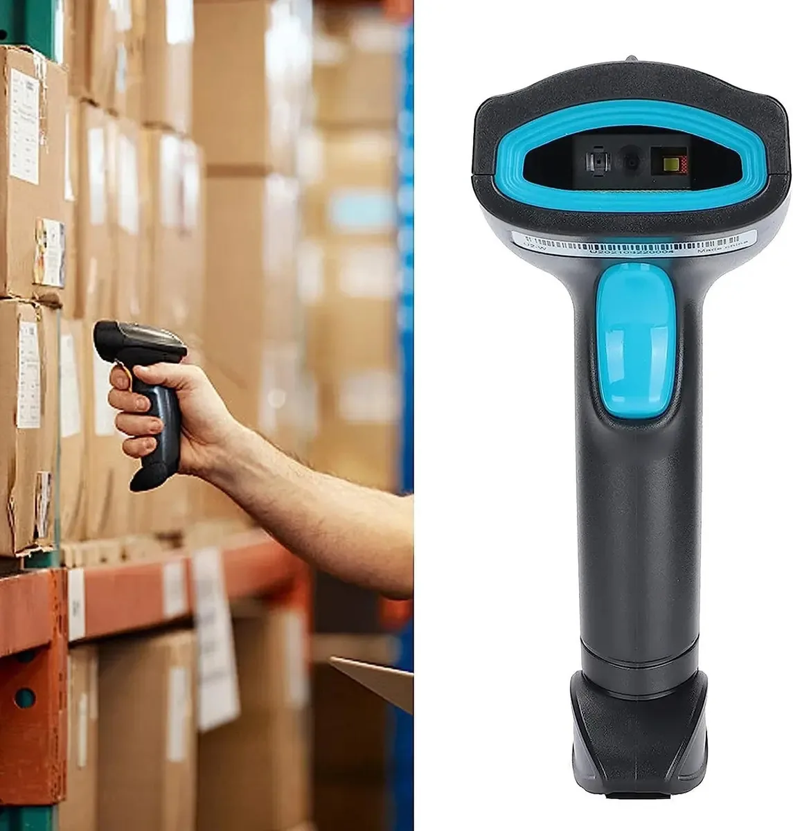 Lnnw Scanner Leitor de Código de Barras, Scanner de Código de Barras USB Sem Fio, Leitura Portátil 360° à Prova de Poeira e Água para Supermercado, Armazém, Loja Pequena, Restaurante