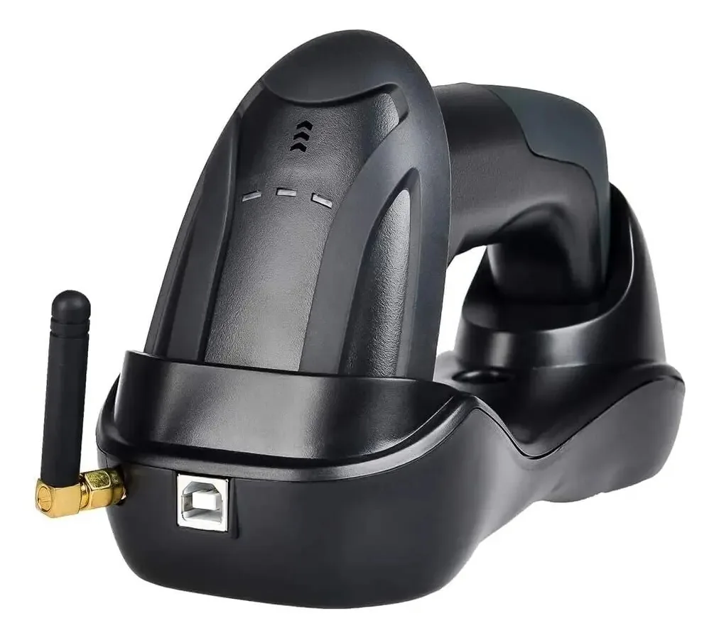 Scanner sem fio Maibul LNNW, scanner portátil 2d, leitor de código de barras, leitor de código de barras a laser expresso com base para supermercado, armazém, loja, restaurante