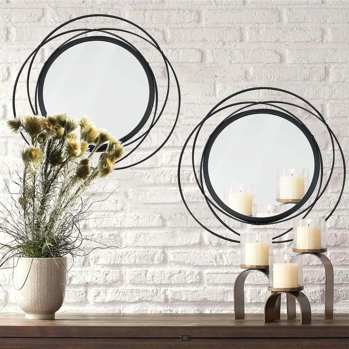 Espelhos Circulares Pretos Decorativos para Casa Pendentes
