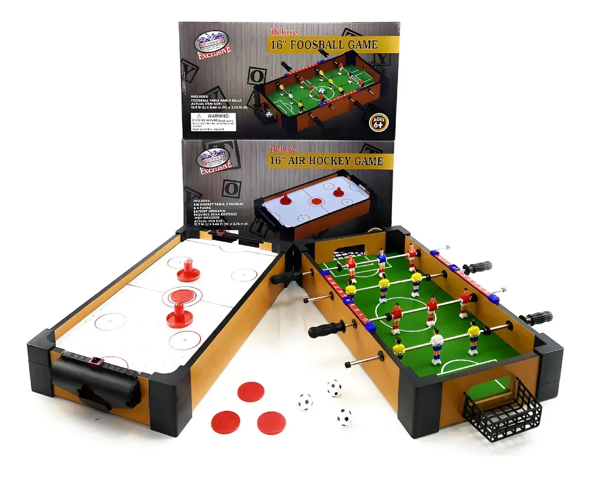 Mini jogo de hóquei e pebolim de madeira de 16 polegadas