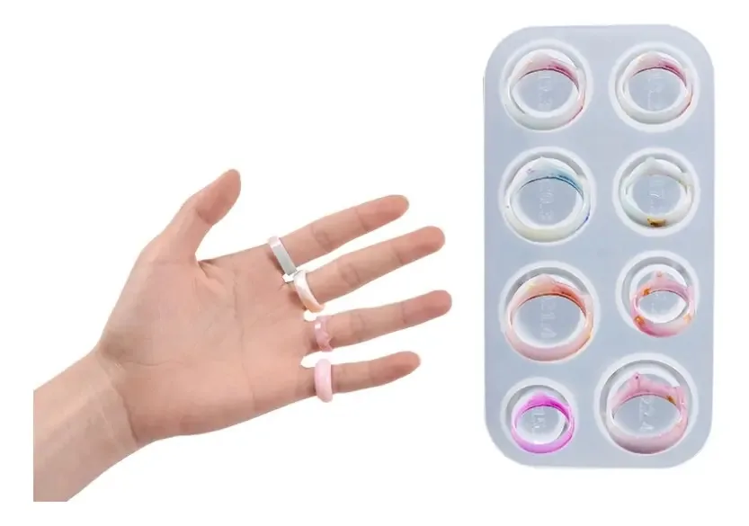 Molde de silicone: 8 anéis de orelhas de gato, faça você mesmo, cor epóxi, orelhas de gato, orelhas de gato