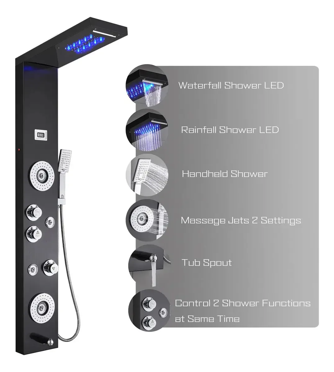 Luxo no seu chuveiro: tecnologia LED e jatos de massagem