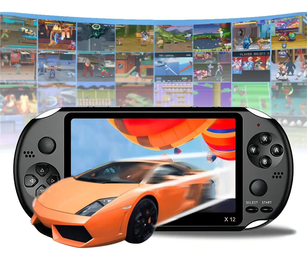 Consola de Jogos Portátil Credevzone X12 de 5.1 Polegadas, Consoles de Jogos Retro Profissionais, Jogos Clássicos, Bateria Recarregável, Consoles de Jogos Estilo Portátil, Cor Preto