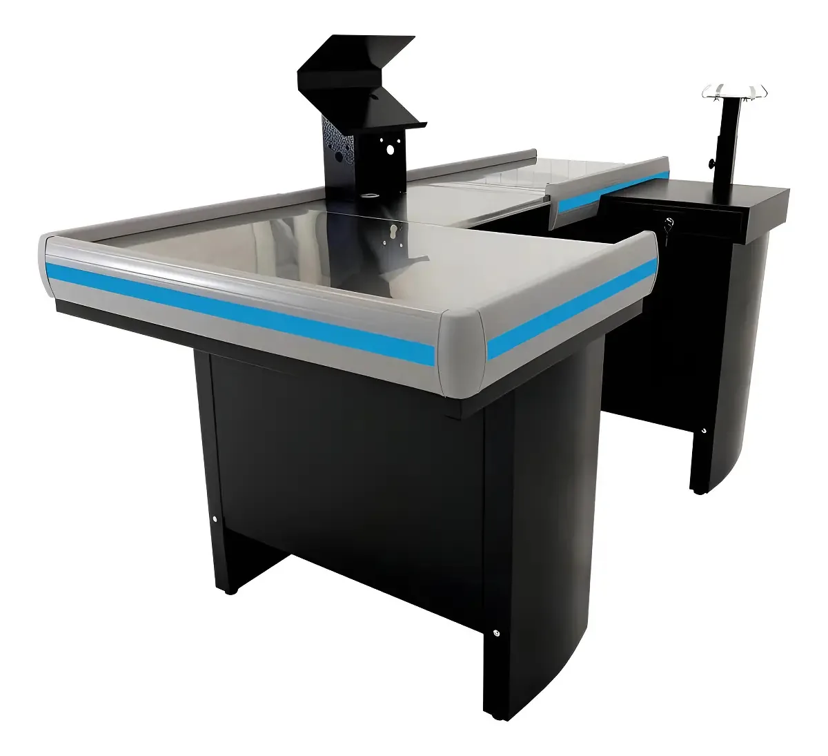 Check-out Caixa Supermercado Kit Automação Com Furação 2,00 Cor Preto Perfil Azul
