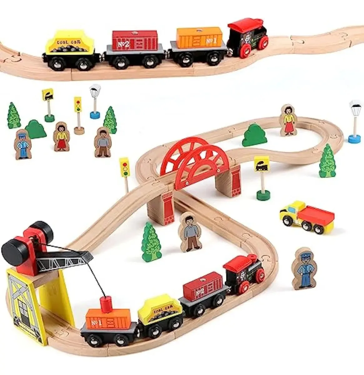 Jogo de trem de madeira Qilay para crianças